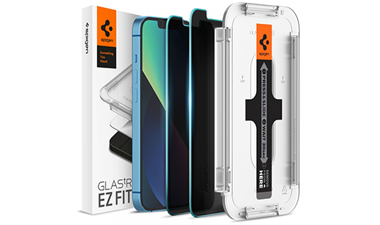 2x Spigen Glas.tR EZ Fit Privacy Tempered Glass für Apple iPhone 13 Pro Max
