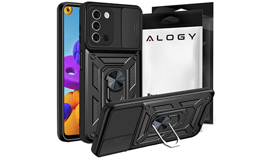 Etui z osłoną aparatu Alogy Camshield Stand Ring do Samsung Galaxy A03s 166mm
