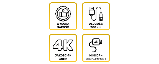 Baseus Kabel adapter Mini Display Port do Display Port 4K 3m 