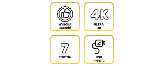 Adapter HUB 7w1 przejściówka HDMI SD/TF 2x USB + USB 3.0