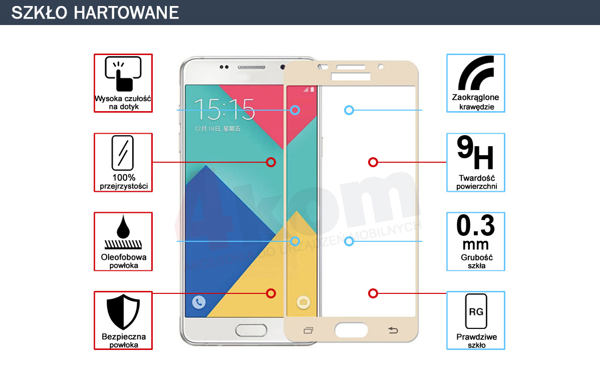 Szkło hartowane 2.5D 9H Samsung Galaxy A5 2016