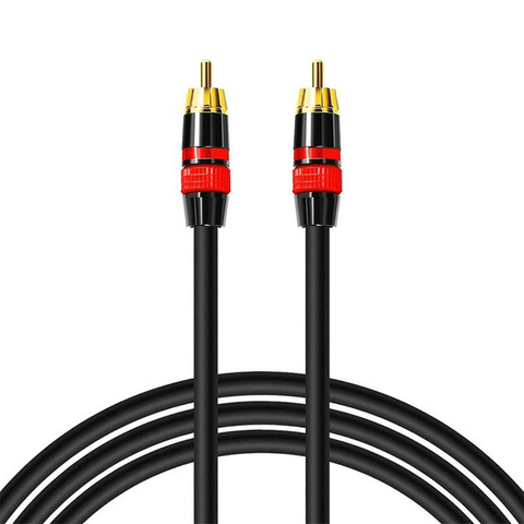 3 m RCA-zu-RCA-Kabel (Cinch) Premium-Subwoofer MOZOS schwarz- und rotvergoldete Stecker