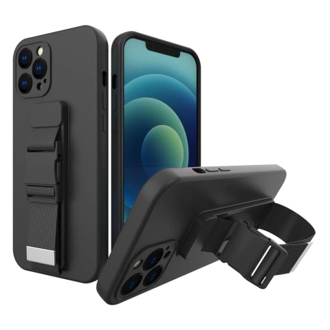 Rope Case Gel Case mit Umhängeband Kette Handtasche Umhängeband iPhone 11 Pro Max schwarz