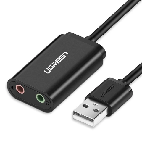 Adapter UGREEN externe USB Musik Soundkarte - 3,5 mm Miniklinke 15cm schwarz (30724)