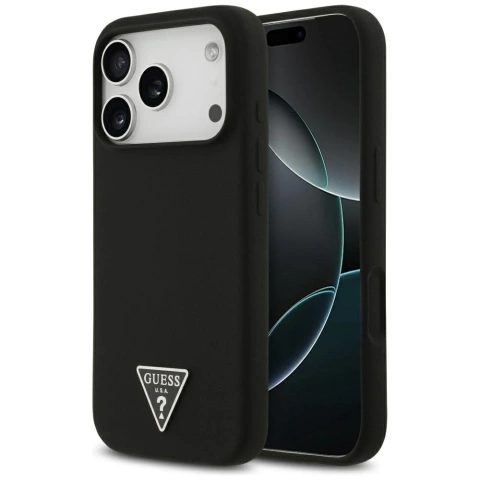 Etui do iPhone 17 Pro Guess Silicone Triangle Logo MagSafe Black