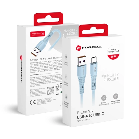 Kabel USB-A – USB-C 66W Forcell F-Energy Silicone 1 m C342 niebieski
