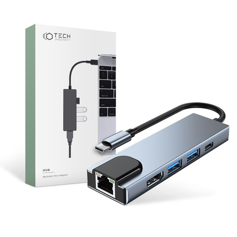 Hubadapter USB V3-HUB 5w1 USB-C Grau