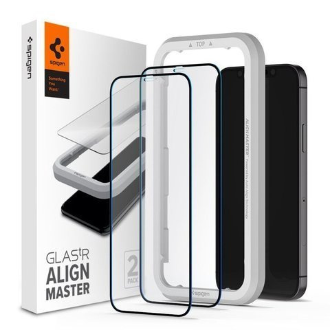 Spigen x2 ALM Glas.tR FC Glas für Apple iPhone 12/12 Pro 6.1 Schwarz