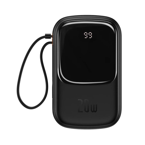 Powerbank mit Schnellladefunktion Baseus Qpow Digital Display 20000mAh 20W QC/PD/SCP/FCP mit integriertem Lightning-Kabel schwarz