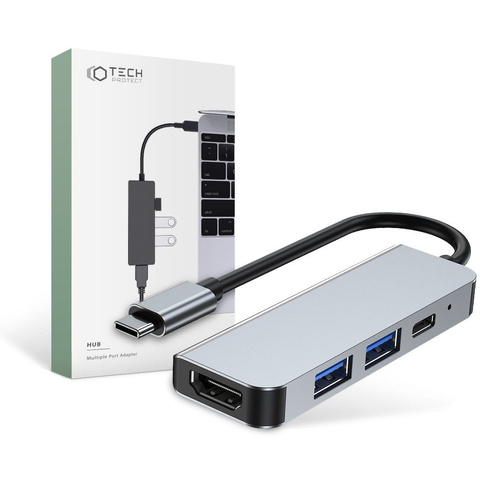 Hub Adapter 2x USB-A HDMI USB-C V2-HUB 4w1 USB-C Grau
