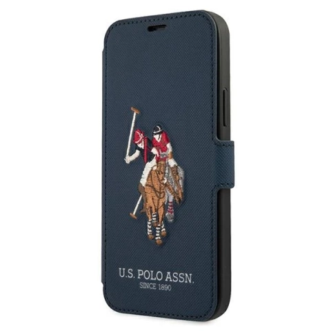 iPhone 12 Pro Max 6,7 Zoll Buch-Handyhülle aus der US Polo-Stickerei-Kollektion Marineblau/Marineblau