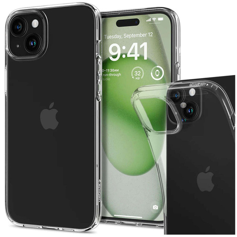 Hülle für iPhone 15 Plus Spigen Liquid Crystal Case, Schutzhülle für das Telefon, transparent Klar