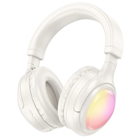 HOCO kabellose Bluetooth-Kopfhörer W48 weiß mit RGB-LED-Hintergrundbeleuchtung