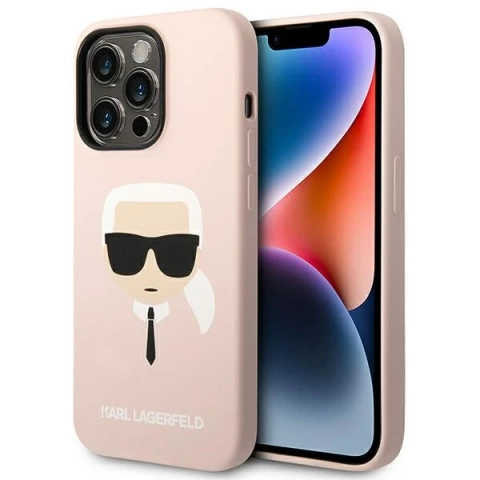 Karl's Head Handyschutzhülle Karl Lagerfeld KLHCP14LSLKHLP für Apple iPhone 14 Pro 6.1" Hardcase pink/pink Silikon Karl`s Head