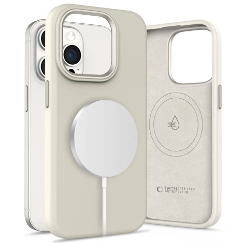Etui do iPhone 15 Pro Tech-Protect Silicone Pure MagSafe Latte
