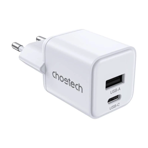 Choetech PD30W Dual Ports USB-C USB-A GaN Wandladegerät Weiß