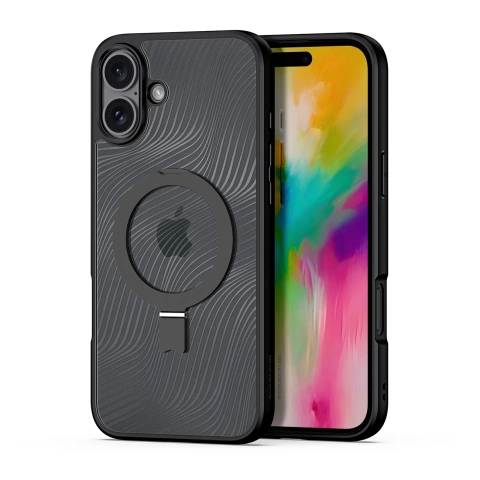iPhone 16 Dux Ducis Aimo Mag Case mit MagSafe und Ständer - Schwarz