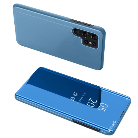 Clear View Case für Samsung Galaxy S23 Ultra Flipcover blau