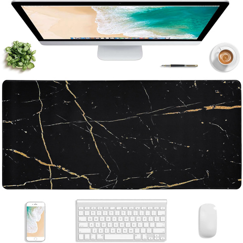 Schreibtischunterlage für Maus und Tastatur. Rutschfeste Gaming-Schutzmatte XXL 90 x 40 Alogy Marble schwarz