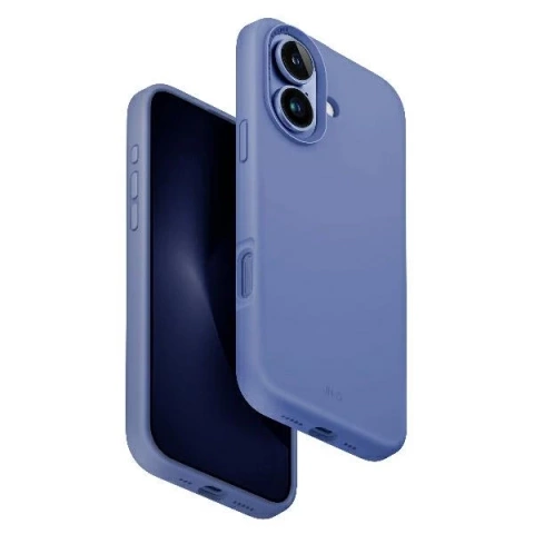 Etui UNIQ Lino Hue do iPhone 16 MagClick Niebieskie Silikonowe