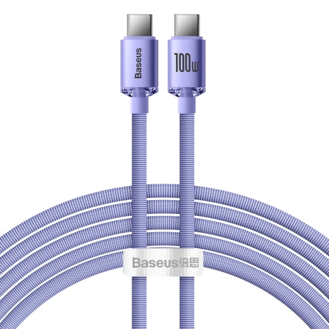 Baseus Crystal Shine Series Kabel USB-Kabel für schnelles Aufladen und Datenübertragung USB Typ C - USB Typ C 100W 2m lila (CAJY000705)
