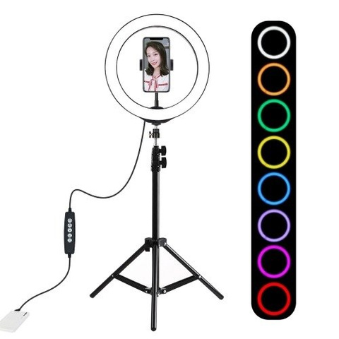 Puluz Stativ 1,1 m mit RGBW-LED-Beleuchtung 26 cm Vlog / Stream / Smartphone PKT3044