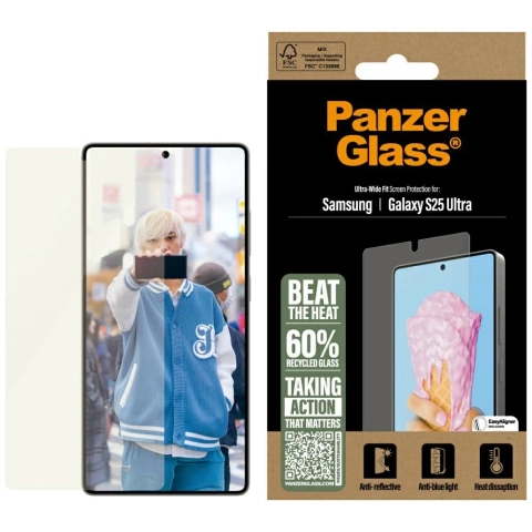 Gehärtetes Glas für Samsung Galaxy S25 Ultra PanzerGlass All-in-One Ultra-Wide Fit