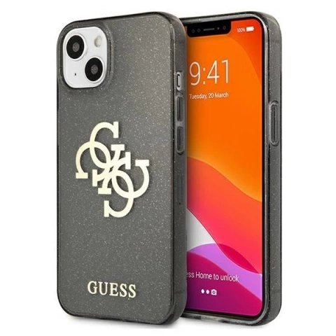 Guess GUHCP13SPCUGL4GBK iPhone 13 mini 5,4" Czarny/Black Hard Case Glitter 4G Big Logo