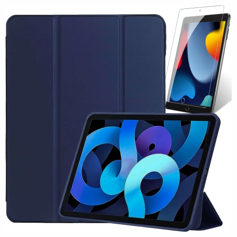 Hülle für Apple iPad 10.2 9 Gen 8/7 2021/2020/2019 Smart Pencil Case Alogy TPU Tablet Cover Marineblaues Glas