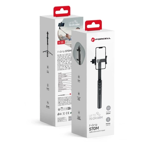 Selfie-Stick Forcell F-GRIP S70M Statisch Bluetooth 70cm Pilot 360°
