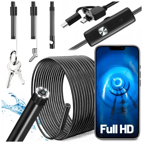 Kamera-Inspektion für Endoskopie, Micro-USB, USB-C, USB, Full HD, 5 m, 8 mm Endoskop Alogy Hard Wire