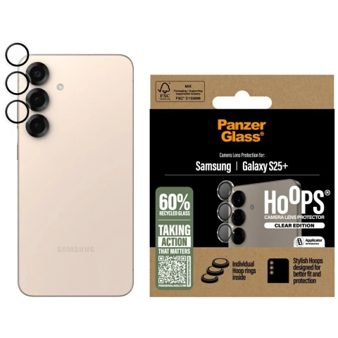 Gehärtetes Glas für Samsung Galaxy S25 Plus PanzerGlass Hoops Kameraobjektivschutz