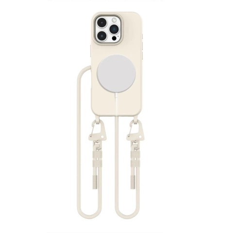 Etui für iPhone 16 Pro Max Tech-Protect Magnecklace MagSafe Latte