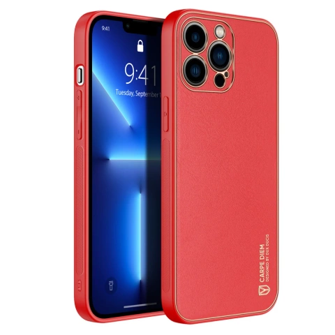 Dux Ducis Yolo elegante Hülle aus ökologischem Leder für Apple iPhone 13 Pro rot
