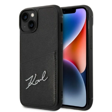 Karl Lagerfeld KLHCP14MCSSK Schutzhülle für Apple iPhone 14 Plus 6.7" Hardcase schwarz/schwarz Signature Logo Cardslot