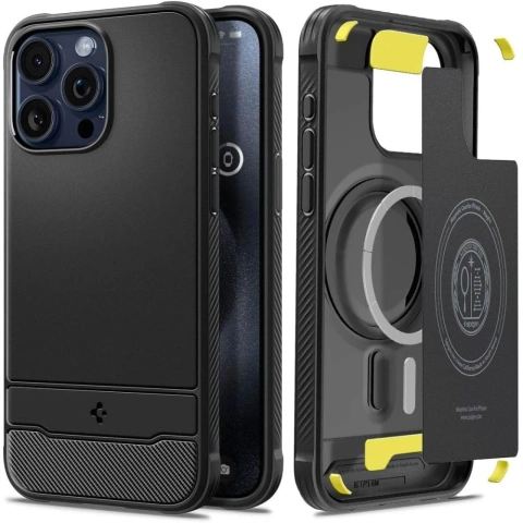 Etui Spigen Rugged Armor Mag Magsafe für Apple iPhone 15 Pro Max Mattschwarz