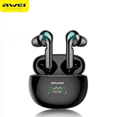 AWEI Bluetooth 5.0 Kopfhörer T15P TWS Dockingstation schwarz/schwarz