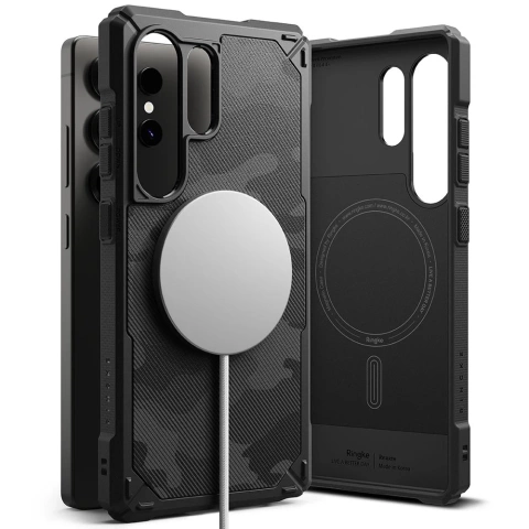 Etui für Samsung Galaxy S25 Ultra Camo Schwarz Ringke Rugged Gear Magnetic MagSafe