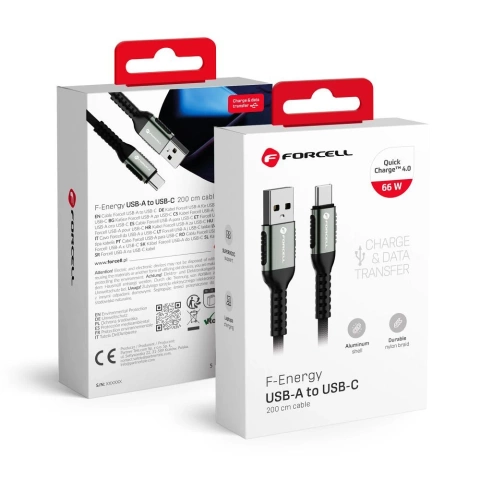 USB-A-auf-USB-C-Kabel Forcell 66 W QC 3.0 SUPERVOOC Nylon 2 m Laptop