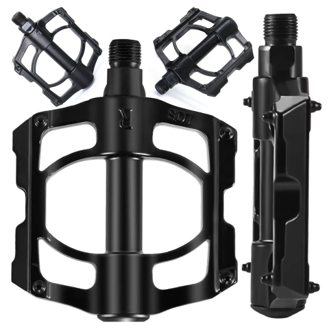 Plattform-Fahrradpedale für MTB-Fahrräder, Aluminium 9/16" Schwarzes Aluminium-Set [2 Stk.]