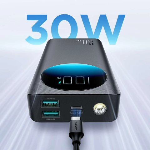 Joyroom JR-PBF02 Powerbank 20000mAh 30W PD Taschenlampe USB-C / USB-A - Schwarz