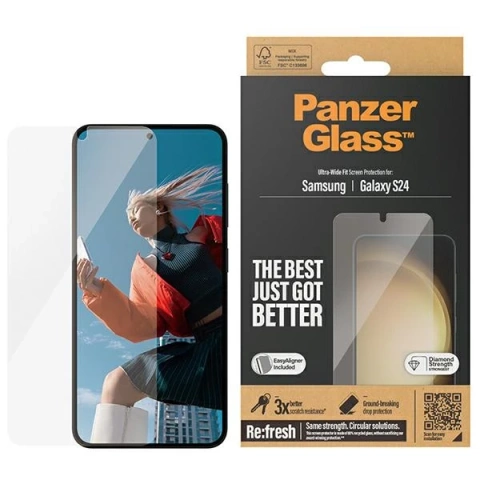 Gehärtetes Glas für Samsung Galaxy S24 PanzerGlass Refresh Ultra-Wide Fit EasyAligner