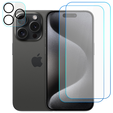 Supreme-Set aus gehärtetem Glas für Apple iPhone 15 Pro, klar