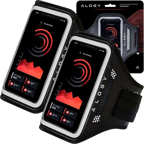 2x Alogy WaterProof Sport ArmBand Running Case Wasserdichtes Armband für Telefon 6,7 Zoll Schwarz