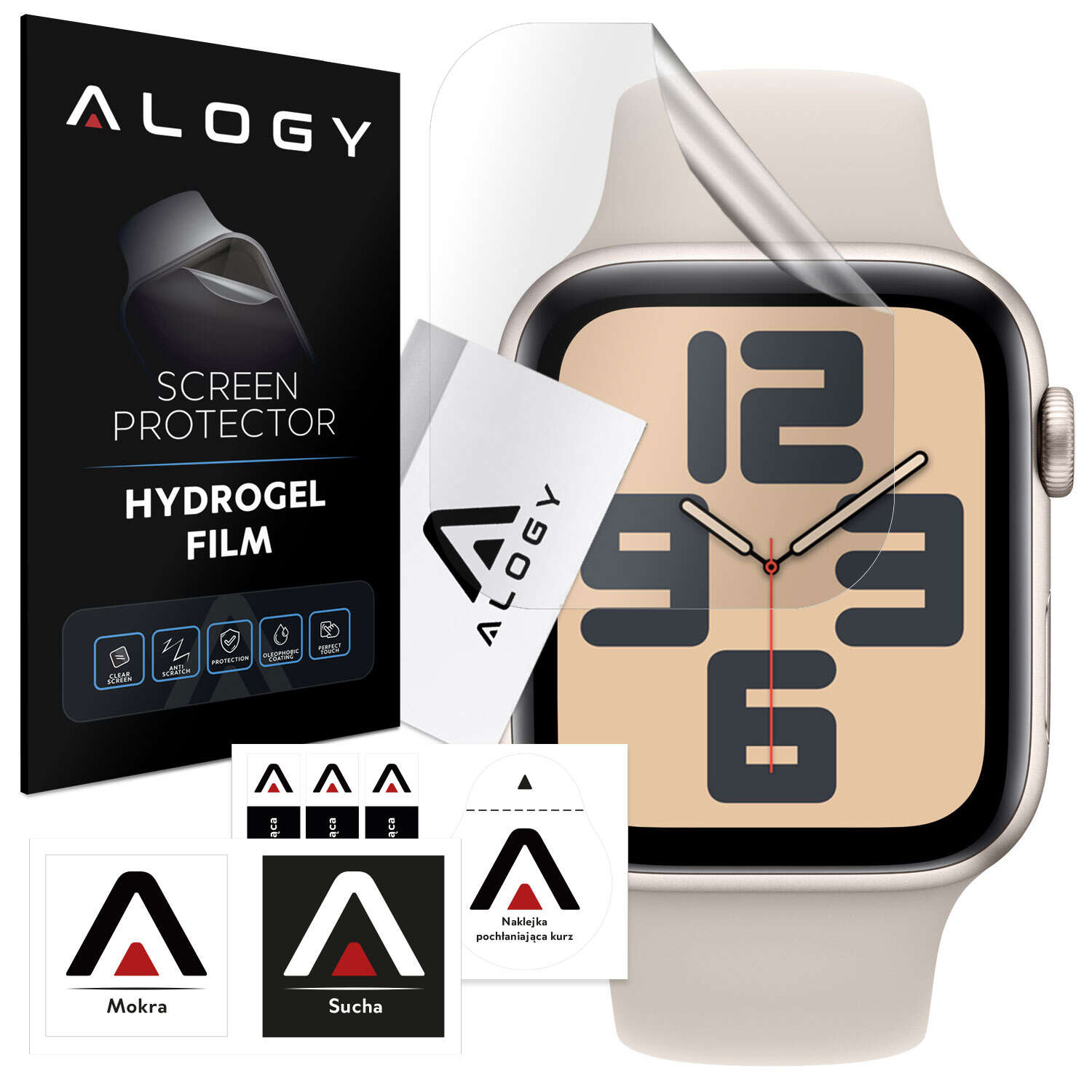 2x Hydrogel Alogy Hydrogel Schutzfolie für Smartwatch für Apple Watch SE (44mm)