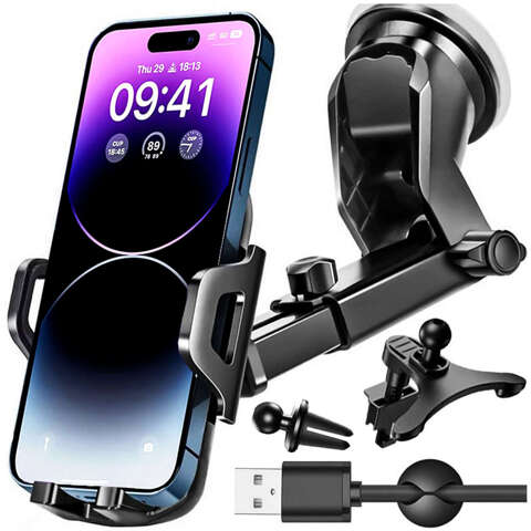 Alogy 3-in-1-Autotelefonhalter für die Windschutzscheibe, das Armaturenbrett, den Cockpit-Organizer