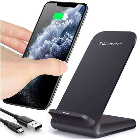 Alogy Qi Stand Charger kabelloses Induktionsladegerät für Telefonständer-Ladestation 15 W Schwarz