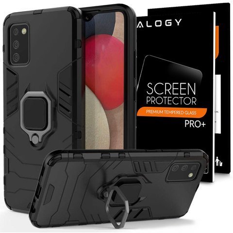 Alogy Stand Ring Armor Case für Samsung Galaxy A02s/ A03s 164 mm schwarzes Glas