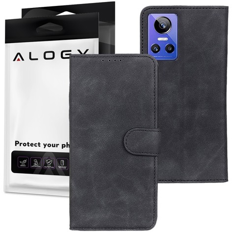 Flip Wallet Alogy magnetische Ledertasche für Realme GT Neo 3 Global Black