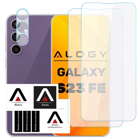 Gehärtetes Glas für Samsung Galaxy S23 FE 2x Displayschutzfolie 1x Kameralinse Lens Pro 9H Alogy Glass Set